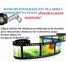 Konkurs fotograficzny dla dzieci i rodziców na temat "Przyroda w czterech porach roku"